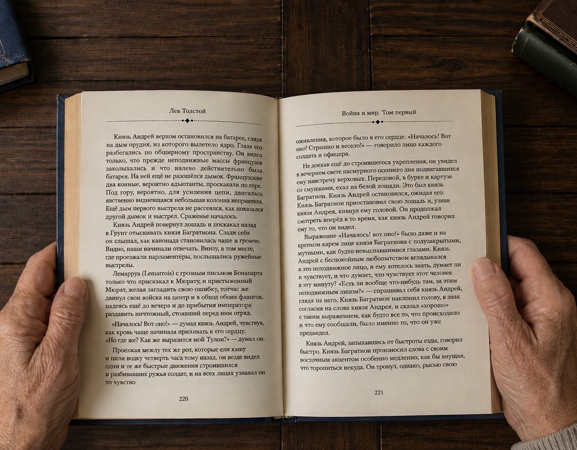 Раскрытая книга в руках